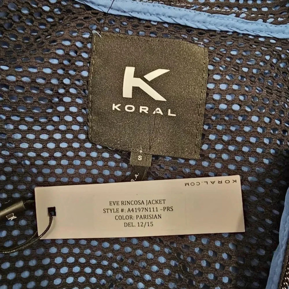 KORAL Eve Rincosa Blue Hooded Rain Jacket Size S - Picture 4 of 12